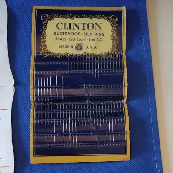 CLINTON BRASS SILK STRAIGHT PINS & MILK-MADE DAIRY ADVERTISING SEWING NEEDLES - Picture 3 of 6